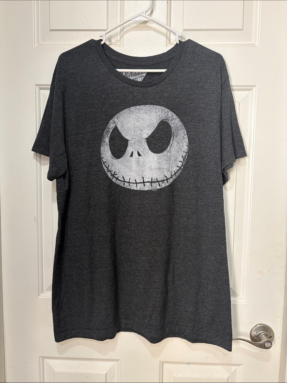 Nightmare Before Christmas Dark Gray Skull Face Graphic Tee